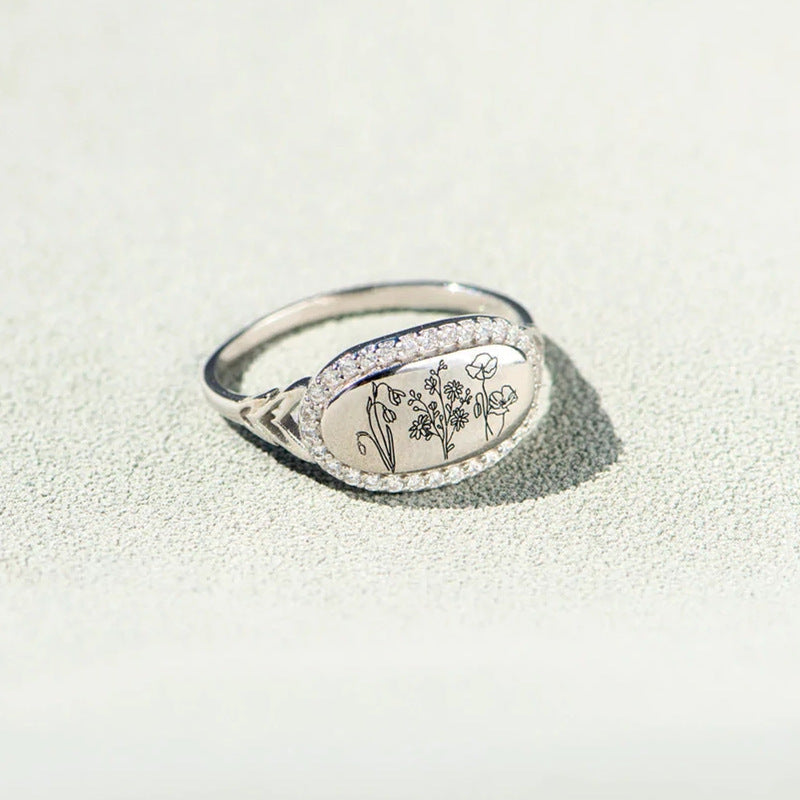 Anello Fiori Incisi in Argento 925