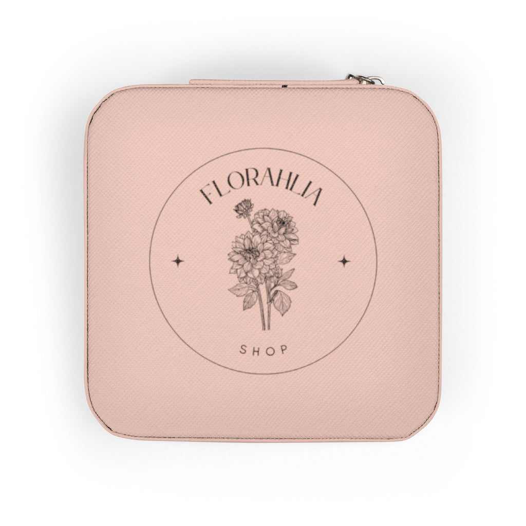 Portagioie da Viaggio Florahlia – Elegante Custodia in Velluto Rosa Cipria