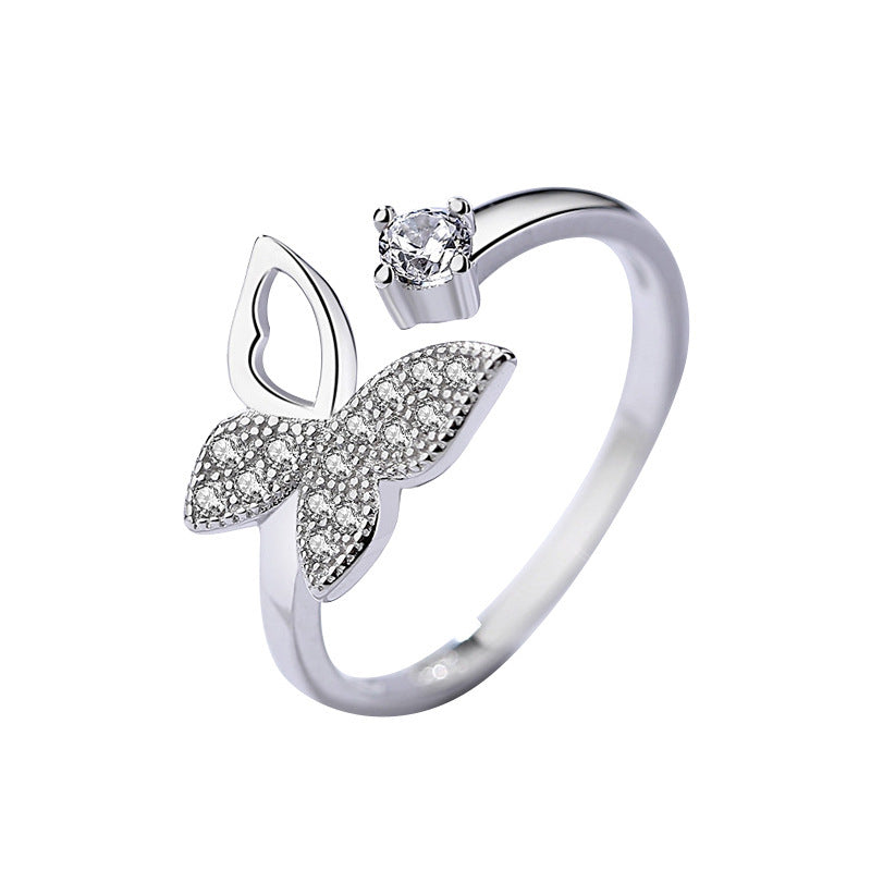 Anello "Infinite Flutter" in argento 925 con farfalla e cristalli