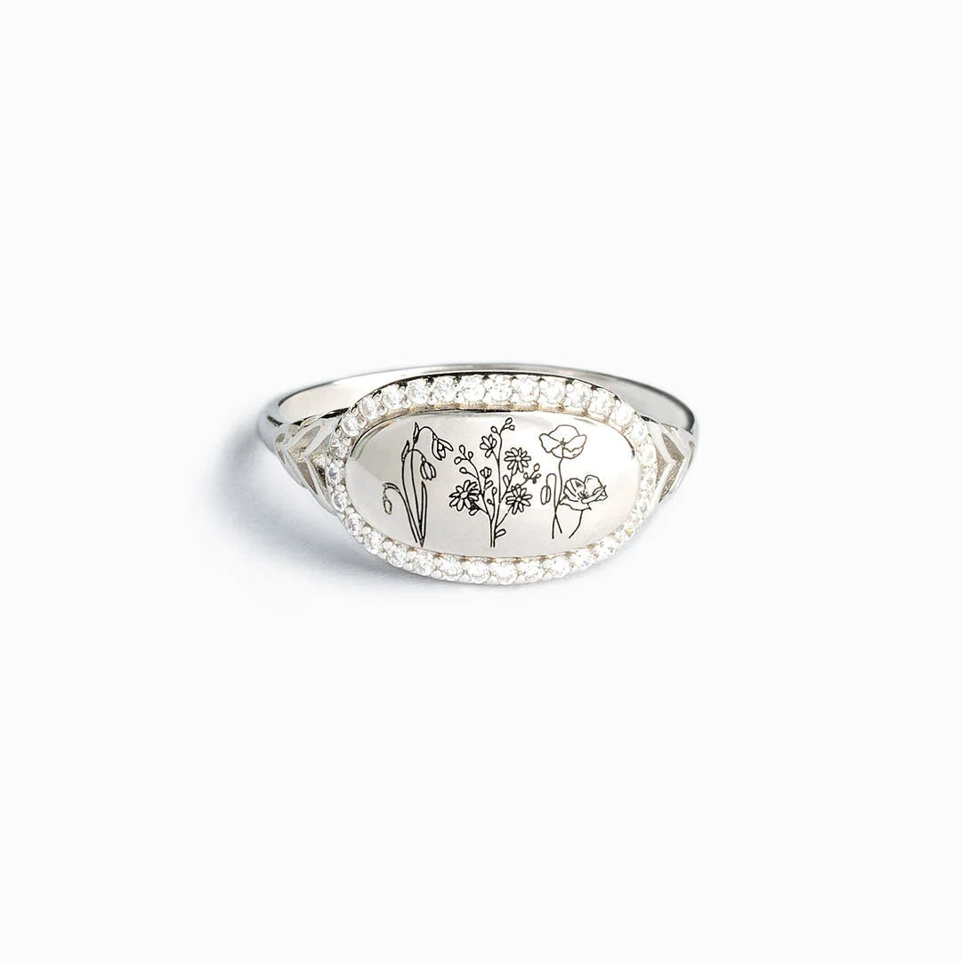 Anello Fiori Incisi in Argento 925
