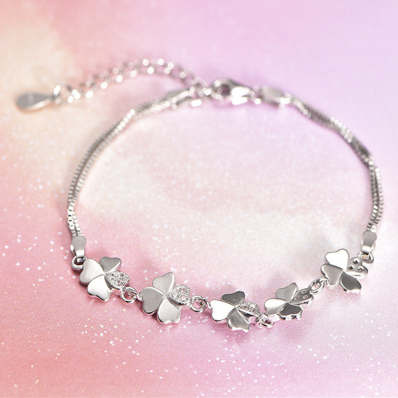 Bracciale “Lucky Bloom” in Argento 925 con Quadrifogli